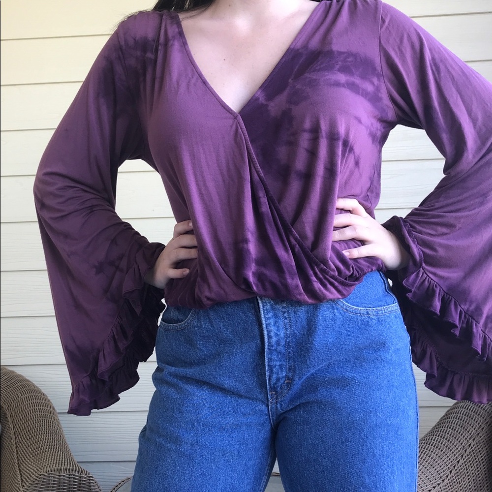Purple long sleeve crop
